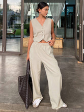 DAZY 2pcs Women Loose Vest Top And Wide Leg Pants Set In Solid Color